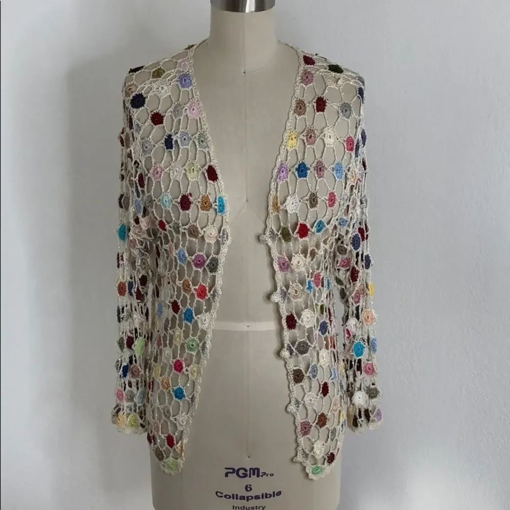 Vintage floral multicolor knit frida cardigan M